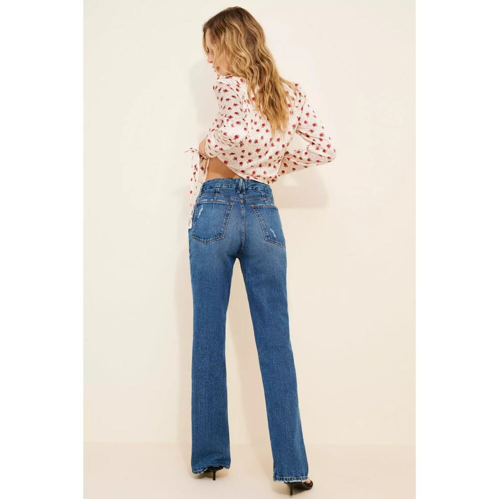 Good American‎ Good Boy Twist Slit Jeans Size 6 28 Straight Leg High Rise